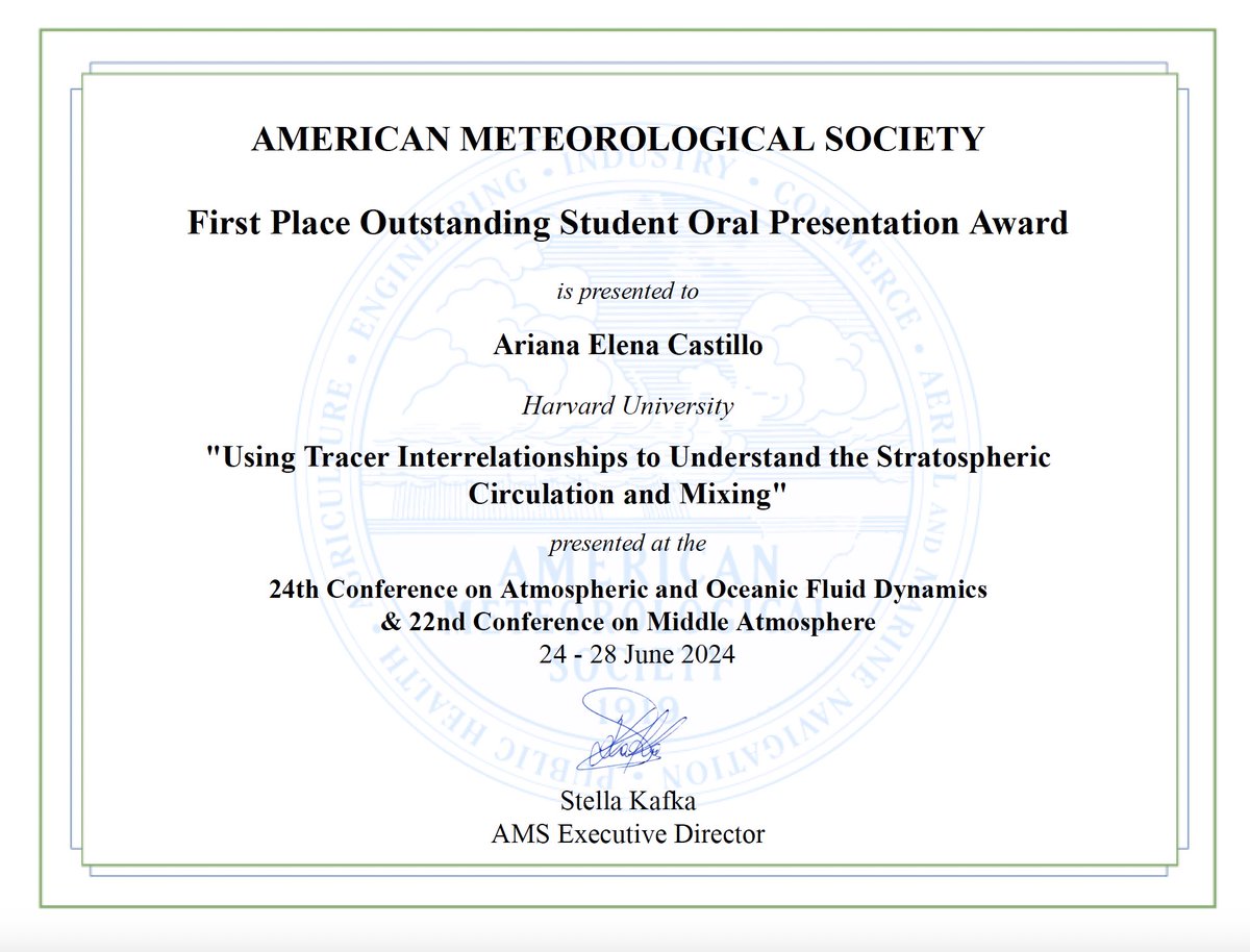 Happy to share I won 1st Place for Outstanding Student Oral Presentation Award for my talk at #AMS22Middle earlier this summer. Huge thanks to the organizers, collaborators, and fellow scientists for providing support &amp; feedback on my work. I am thankful to be in this field!