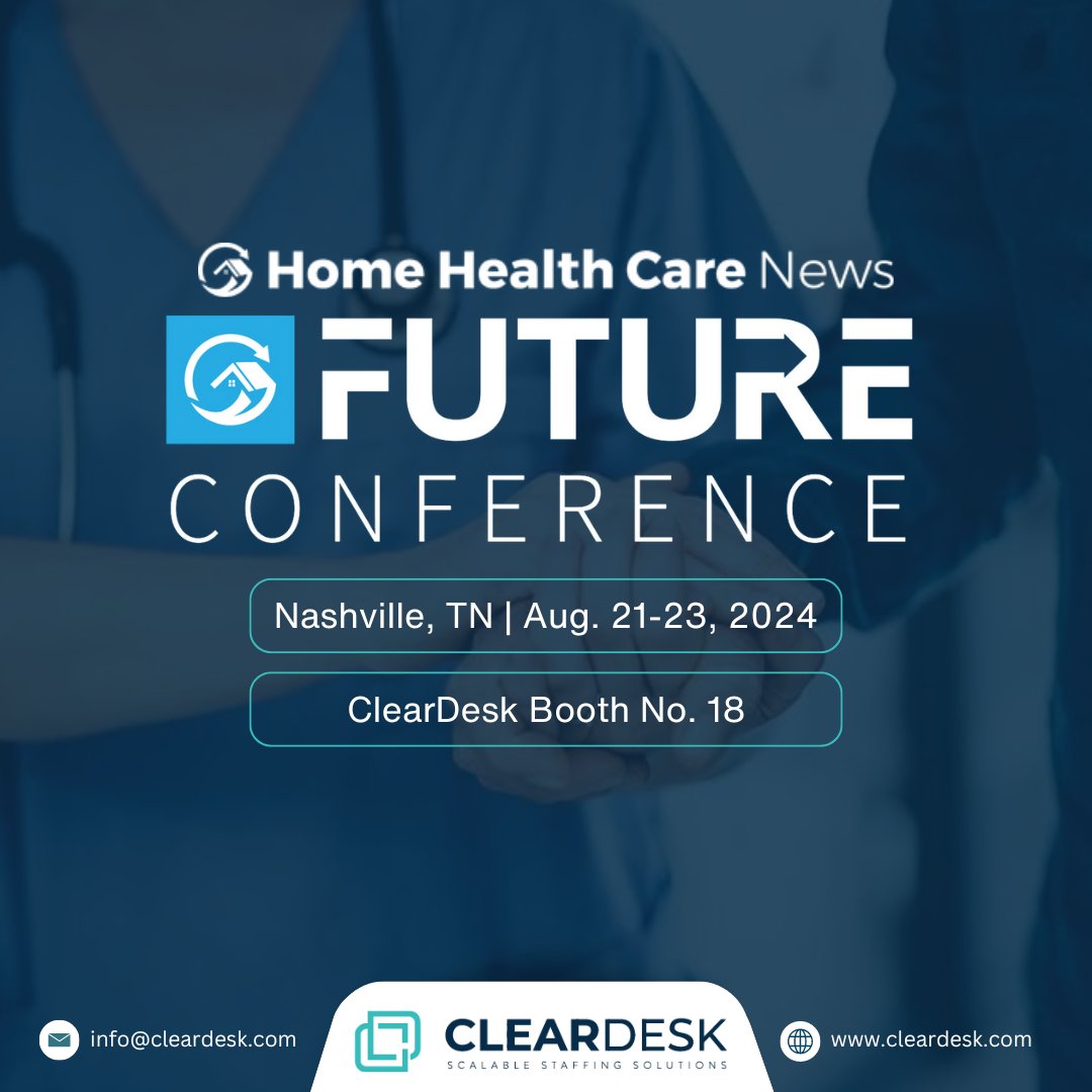 thecleardeskco's tweet image. Are you ready to find the perfect match for your home healthcare needs? ClearDesk is thrilled to invite you to visit us at booth No. 18 during the Future Conference in Nashville from August 21-23, 2024!

#ClearDesk #FutureConference2024 #HomeHealthcare #BusinessSolutions #Success