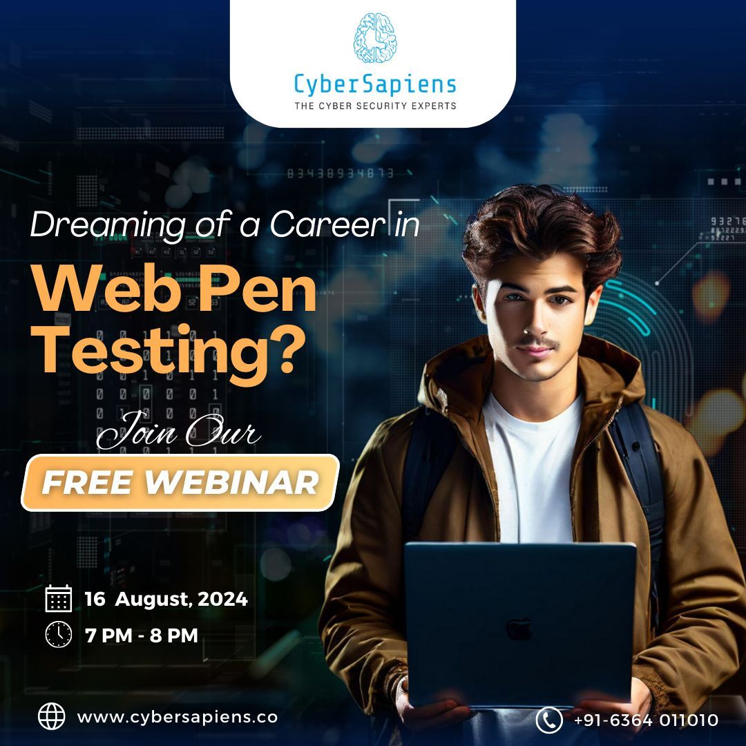 Cybersapiens101's tweet image. Dreaming of a Career in Web Pen Testing?
Join Our Free Webinar!!!!
#cybersapiens #Cybersecurity #WebPenTesting #PenetrationTesting #EthicalHacking #Webinar #CyberSecTraining #TechCareers #LearnFromExpert