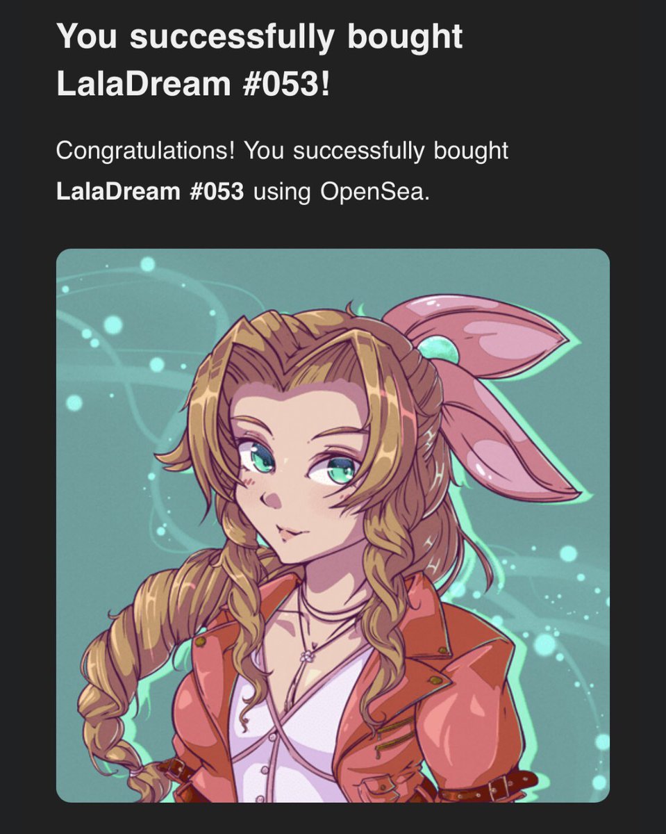 lazzzy00cat's tweet photo. Aeris🥹🥹🥹
love her🩷

Thank you so much dear Noemie @LalaDreamsInc @exe_ciel for such beautiful creation😭🩷🫂🫶😸

✨🩷✨🩷✨🩷
https://t.co/CTKHmvm4gH

#openseanft #nftcommunity🫶 https://t.co/2M578Bae6N