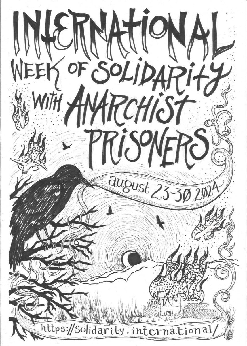 INTERNATIONAL WEEK OF SOLIDARITY WITH ANARCHIST PRISONERS 23-30 AUGUST - PRISONER SUPPORT 

unoffensiveanimal.is/2024/08/11/int…