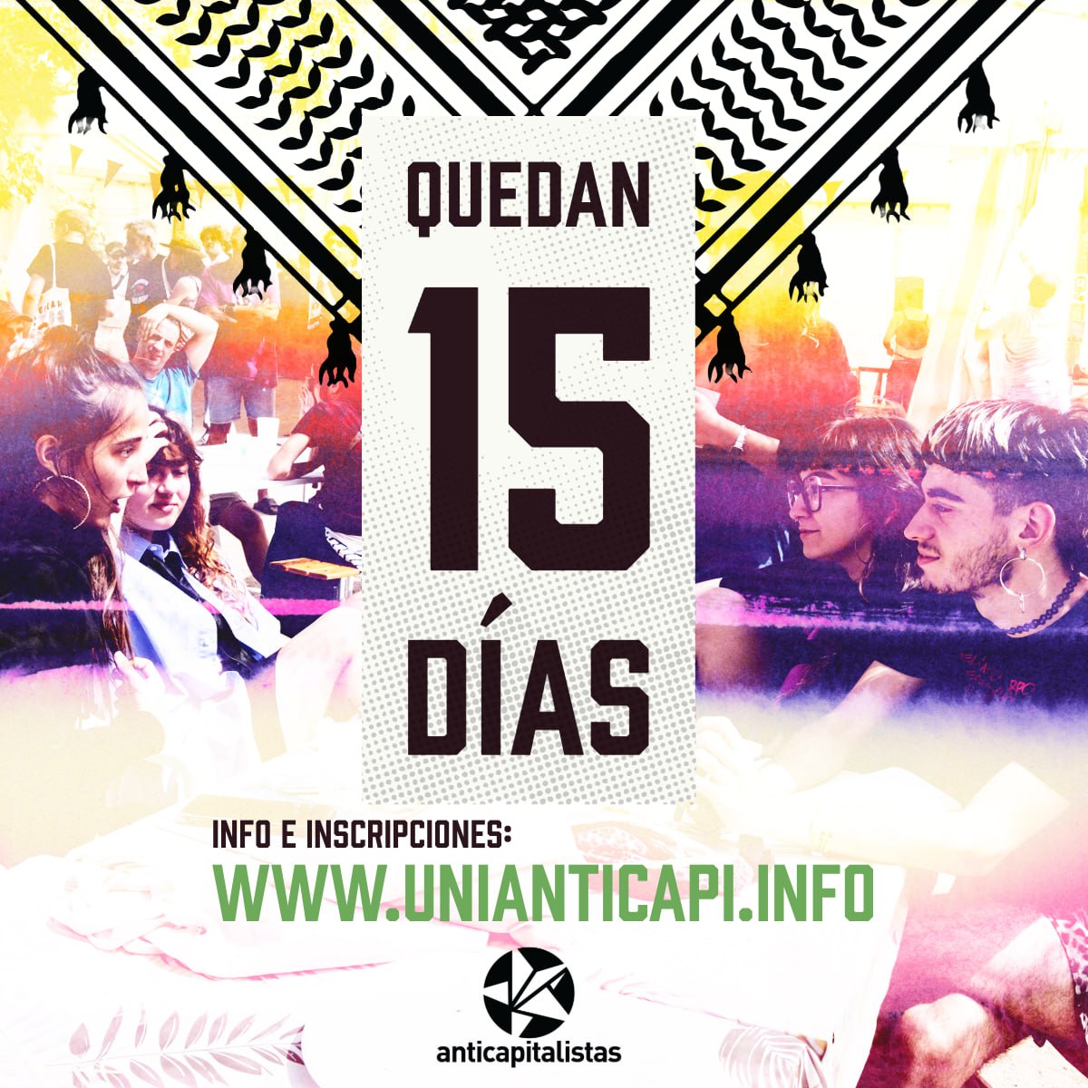 ☀️ ¡En 15 días arranca la Universidad de Verano Anticapitalista!

🧩 Internacionalismo, marxismo, feminismos, antirracismo, ecosocialismo, cultura, espacios de ocio y mucho más en esta XV edición.

🎟️ Conoce todo el programa e inscríbete en la web: unianticapi.info

🖥️