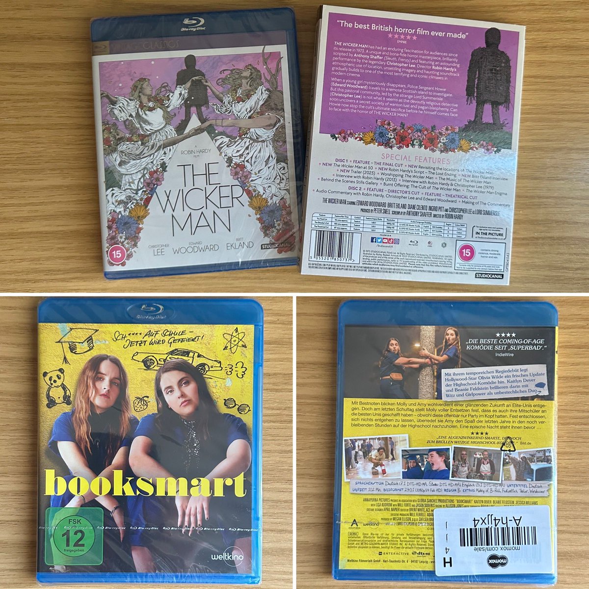 s77tux's tweet image. #LatestAdditions to my #BlurayCollection:
50th Anniversary Edition of #TheWickerMan including Final Cut, Director’s Cut &amp;amp; Theatrical Cut all in 1080p HD;
German release of @oliviawilde’s #Booksmart starring #BeanieFeldstein &amp;amp; @KaitlynDever
#Bluray #PhysicalMedia #KeepDiscsAlive