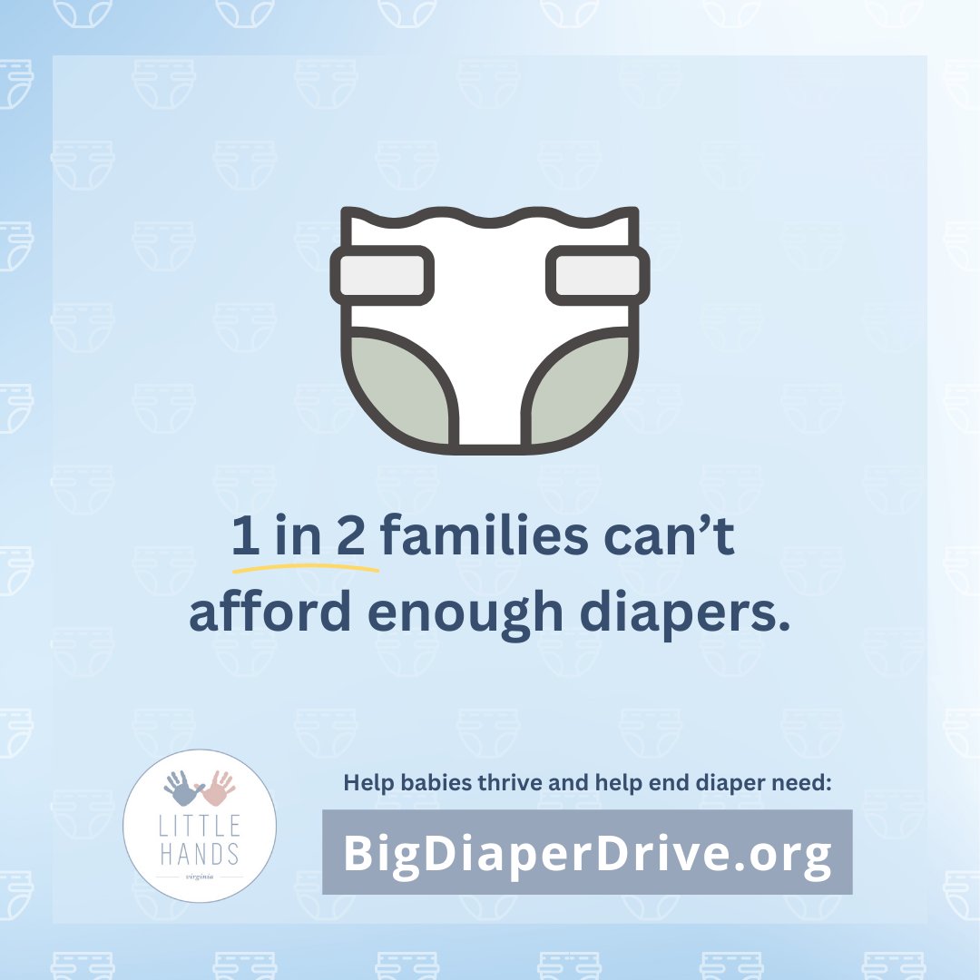 How would you keep a baby clean, dry, and healthy if you couldn’t afford diapers? For 1 in 2 families in our community, this isn’t just a hypothetical question — it’s a daily struggle. Help end #diaperneed in #rva by holding a diaper drive --&gt; BigDiaperDrive.org