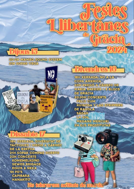 Tornen les Festes Llibertàries de Gràcia a la plaça John Lenon. Foc a la #CopaAmerica2024