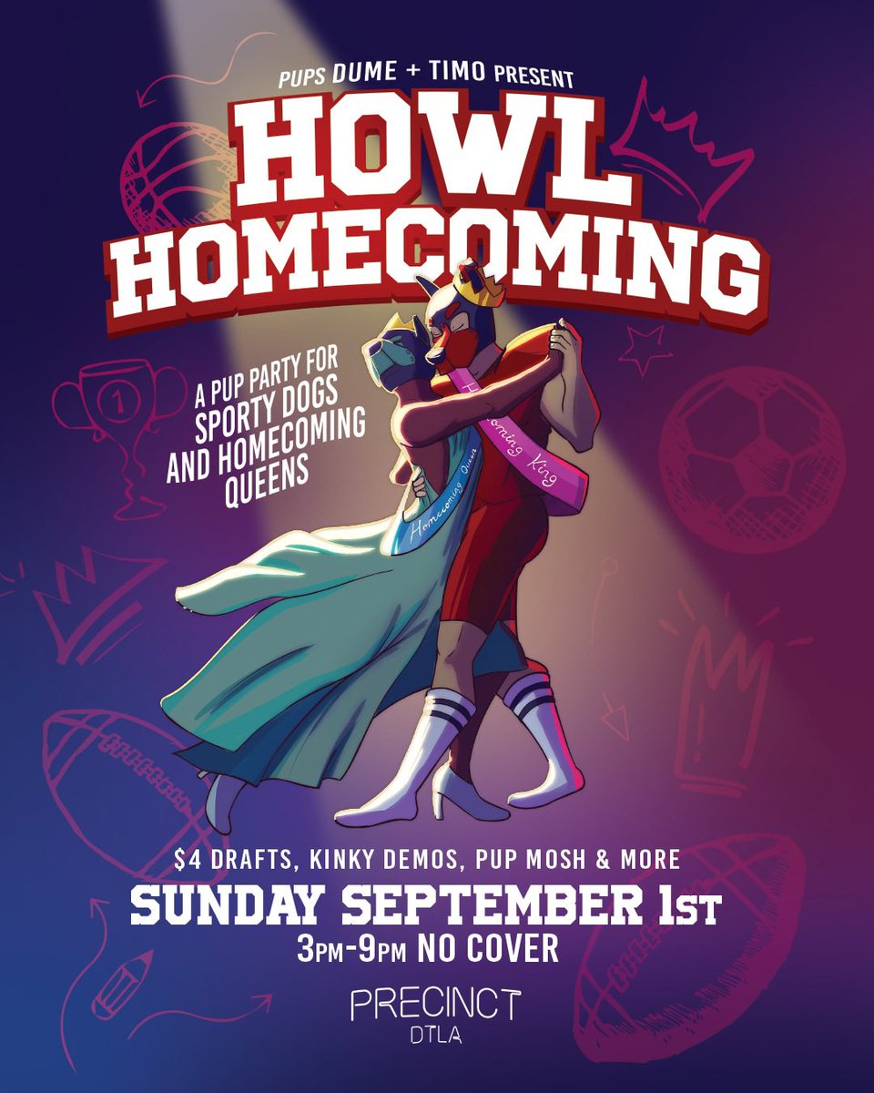 HOWL Puppy Party (@howldtla) on Twitter photo 🏈👑 Join us for HOWL HOMECOMING - Sunday September 1st at <a href="/precinctdtla/">Precinct DTLA</a>
It’s back to school season and the pups are ready to party. Whether you’re an air bud or a homecoming queen, you’re sure to have a ball. 🏈👑 Join us for HOWL HOMECOMING - Sunday September 1st at <a href="/precinctdtla/">Precinct DTLA</a>
It’s back to school season and the pups are ready to party. Whether you’re an air bud or a homecoming queen, you’re sure to have a ball.