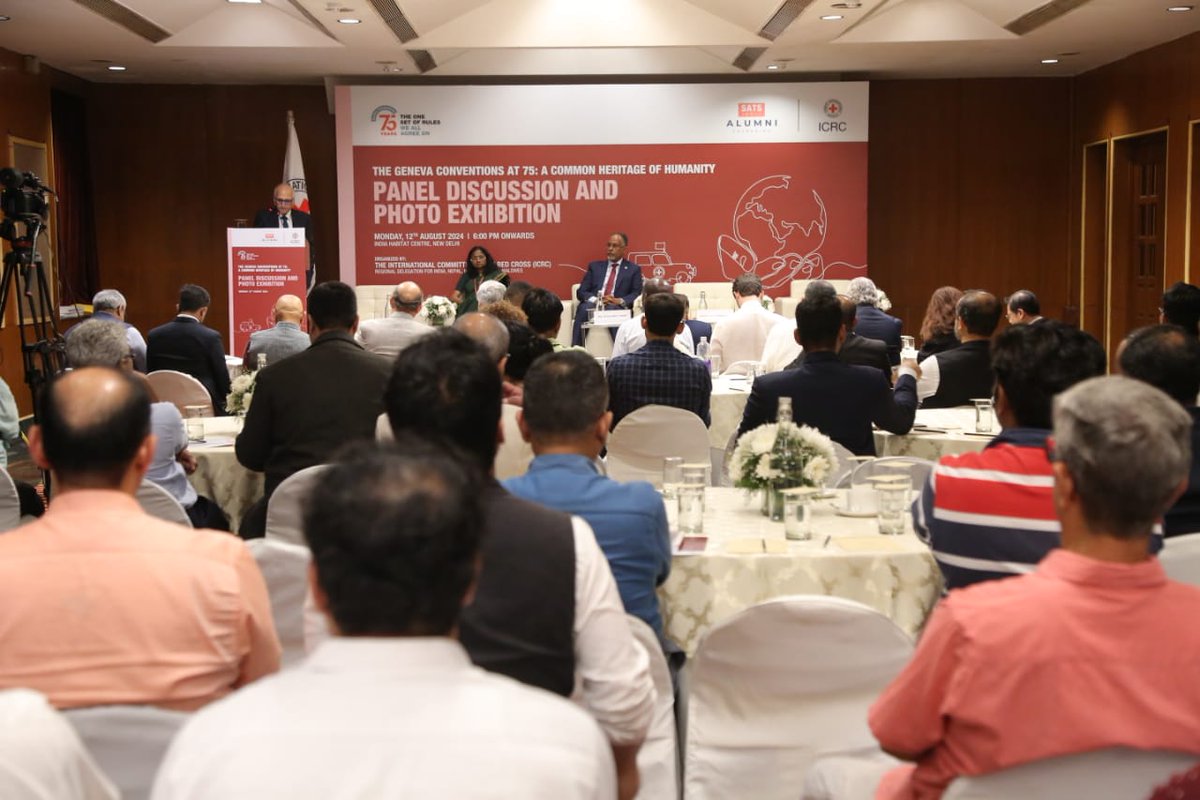 ICRC_nd's tweet photo. #HappeningNow 
Today, on the 75th anniversary of the adoption of the Geneva Conventions of 12 August 1949, @ICRC_nd organized a photo exhibition and a high-level panel discussion themed on The Geneva Conventions at 75: A Common Heritage of Humanity.
#GC75 https://t.co/fg4xm17iV5