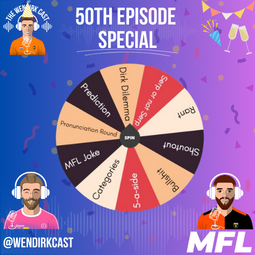 WenDirkCast's tweet photo. 🚨𝐄𝐩𝟓𝟎 𝐢𝐬 𝐎𝐧𝐥𝐢𝐧𝐞!🚨

To celebrate the 50th episode of the WenDirk Cast, Jimbo and Calva welcome two special guests for a game of WenDirk Roulette. Instead of regular updates, enjoy jokes, rants, games, predictions, and more!🎙️🎉

Listen here 👇
https://t.co/5Zq1Lh8pJ5 https://t.co/sgtIq2fz66
