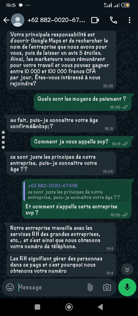 Svp les #RH de #TT237 là 
Je veux bien comprendre hein, parce que ce que le #scamer ci commence là.
Donc on postule chez vous et vous allez partager nos numéros aux #Scamer hein. La Loi sur la protection des données personnelles existe au #CMR237 
#RH #DonneesPerso