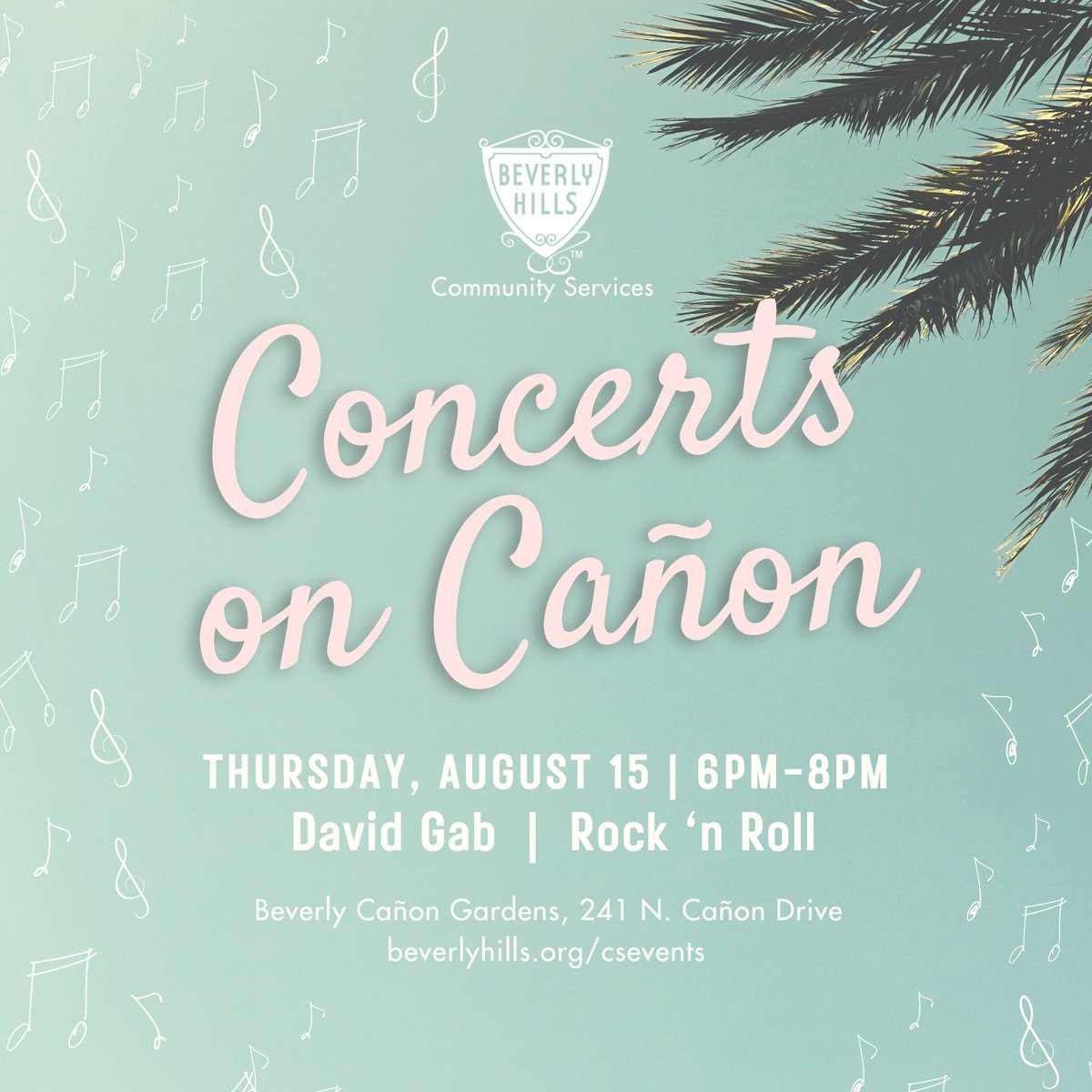 THIS THURSDAY, August 15! Join us for Concerts on Cañon in Beverly Cañon Gardens from 6pm to 8pm with David Gab! David Gab will be playing some rock 'n roll music! 🎸🤘For more information, please visit beverlyhills.org/csevents.
#concertsoncanon #communitylifebh #music