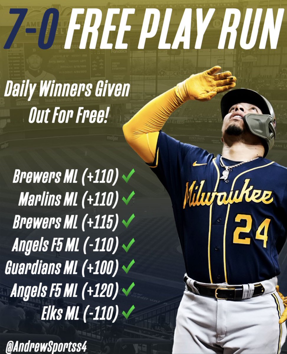 AndrewSportss4's tweet image. 7-0 FREE PLAY RUN! 🍀

• Free daily selections ✅
• No plays over (-140) ✅
• Underdogs 🐶 ✅