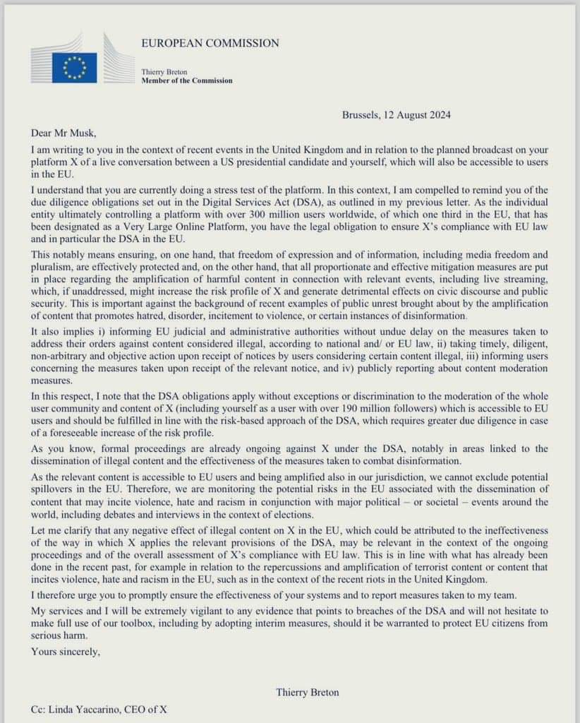 MuratheKing's tweet photo. @elonmusk has been cautioned by the @EU_Commission on the upcoming debate with @realDonaldTrump 

#IYD 2024 #InternationalYouthDay
Felix Donald Trump Hellen Obiri Promises European Union Tundu Lissu NCBA Samu Tanzania Elon Musk https://t.co/zp4DbOuU8W