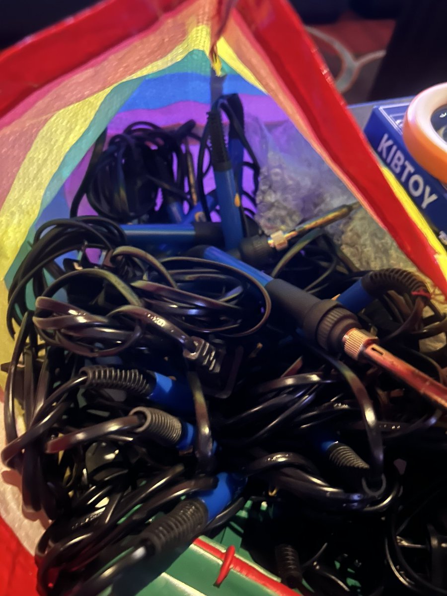 r1otctrl's tweet image. Hello #defcon! If you or a friend would like to take home free soldering irons and multimeters or even an LED lamp, hit me up I’ll be at the Rio sports book place

Please RT to find this gear a good home.

It would mean a lot if a local maker space was able to put this to use