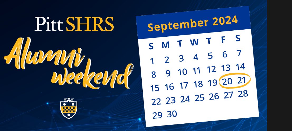 Looking forward to celebrating our Pitt SHRS Alumni for the weekend! Come connect with classmates as well as faculty and staff members. Make sure to register before noon on September 13th to secure your spot. Hope to see you there!