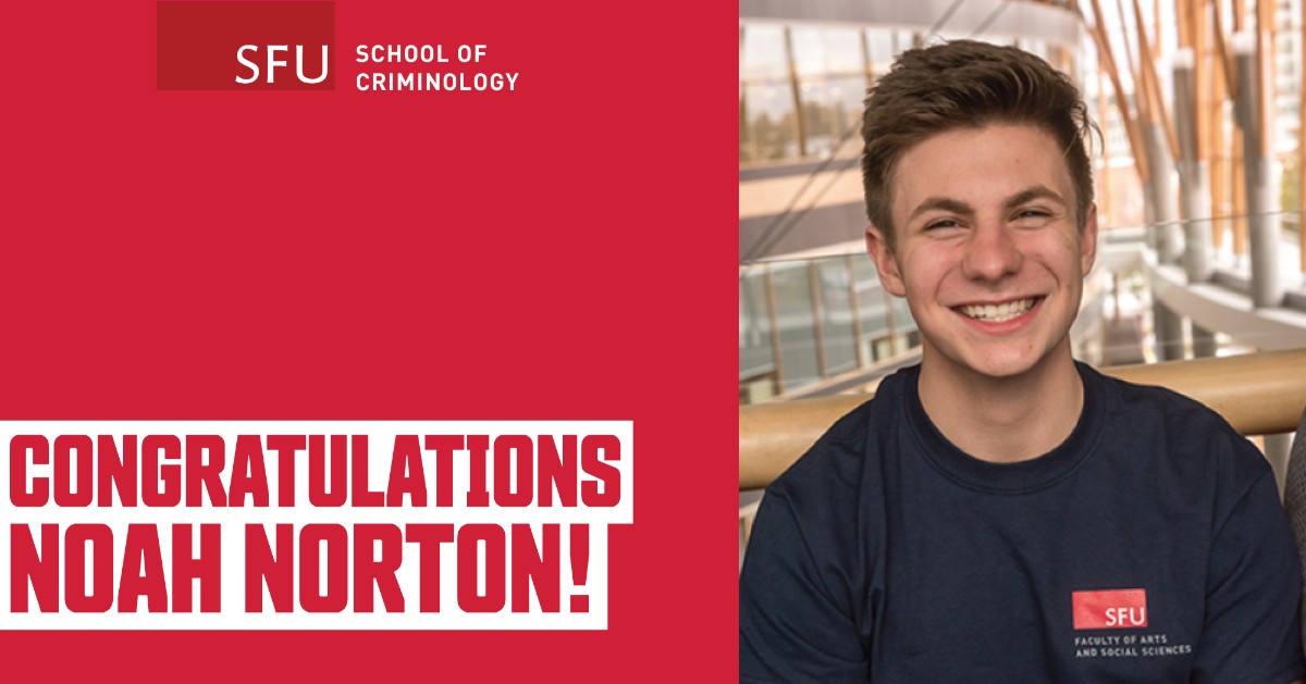 Congratulations to Noah Norton for successfully defending his MA thesis titled "Perceptual Deterrence, Ambiguity, and Group Size in Criminal Decision Making." 

ow.ly/ola750SWamS

#SFUCriminology #Criminology #GraduateStudents #MADefence #Research