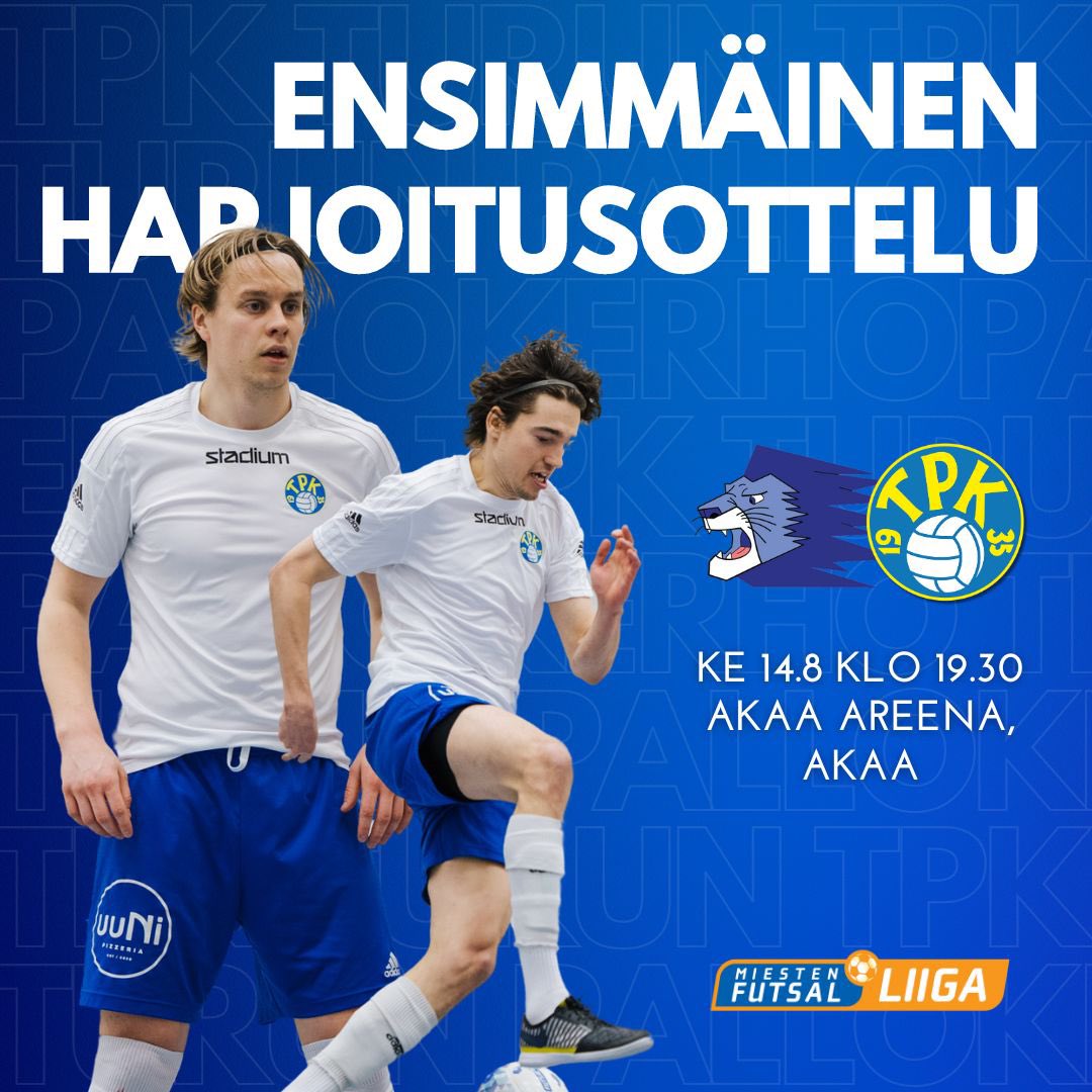 Keskiviikkona luvassa preseasonin ensimmäinen treenimatsi! 💪🔥

Vierasottelussa turkulaisia isännöi hallitseva suomenmestari <a href="/AkaaFutsal/">Akaa Futsal</a> , joten luvassa on heti kova haaste ⚽️

#futsalfi #futsalliiga