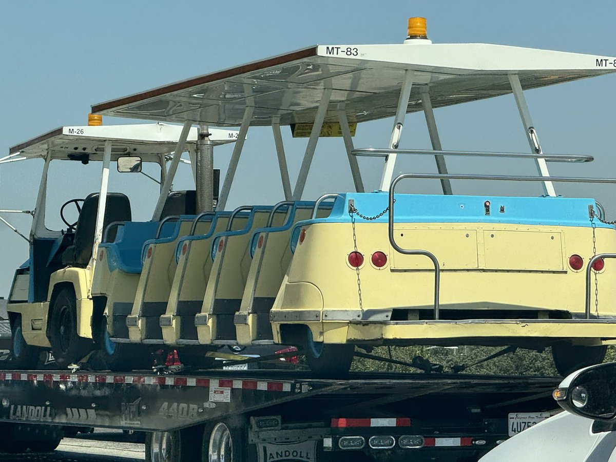 Just saw the vintage Disneyland parking lot tram from D23 Expo on the 5 near Dodger Stadium.