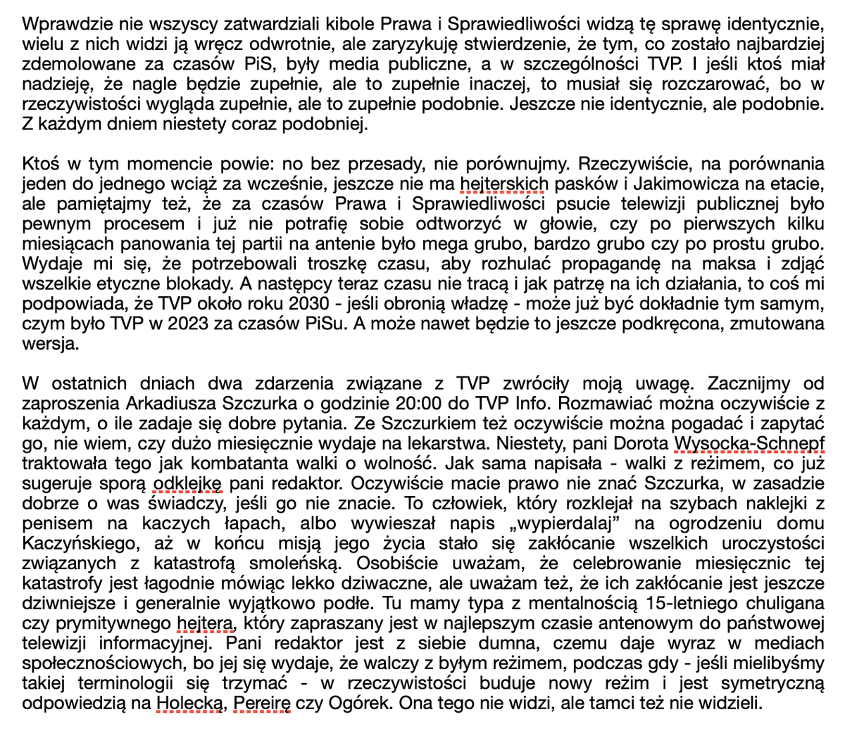 Tekst Stanowskiego o TVP. Czy ktoś ma jeszcze wątpliwości, że Stanowski jest pisowską presstytutką?