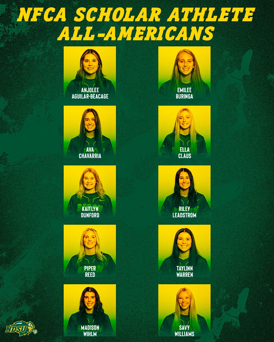 10 Bison have been named NFCA Scholar Athlete All-Americans for their performance in the classroom and on the field last season!! 🤘