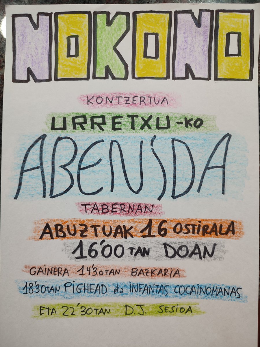 ttanttapunk's tweet photo. ostiralean Urretxun Nokono-ren kontzertua bazkalostean https://t.co/OSZLpaROLO