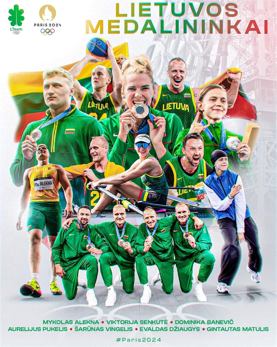 VilmaLTdiplomat's tweet photo. Huge thanks to #LTeam for representing 🇱🇹 at #Paris2024! 👏 Proud of all 🇱🇹 athletes & congrats to the medalists:
🥈Discus - M.Alekna
🥈Breaking - D.Banevič
🥉Rowing - V.Senkutė
🥉3x3 Basketball - A.Pukelis,
Š. Vingelis, E.Džiaugys, G.Matulis.
Good luck in future comps! https://t.co/ATnboYMJex