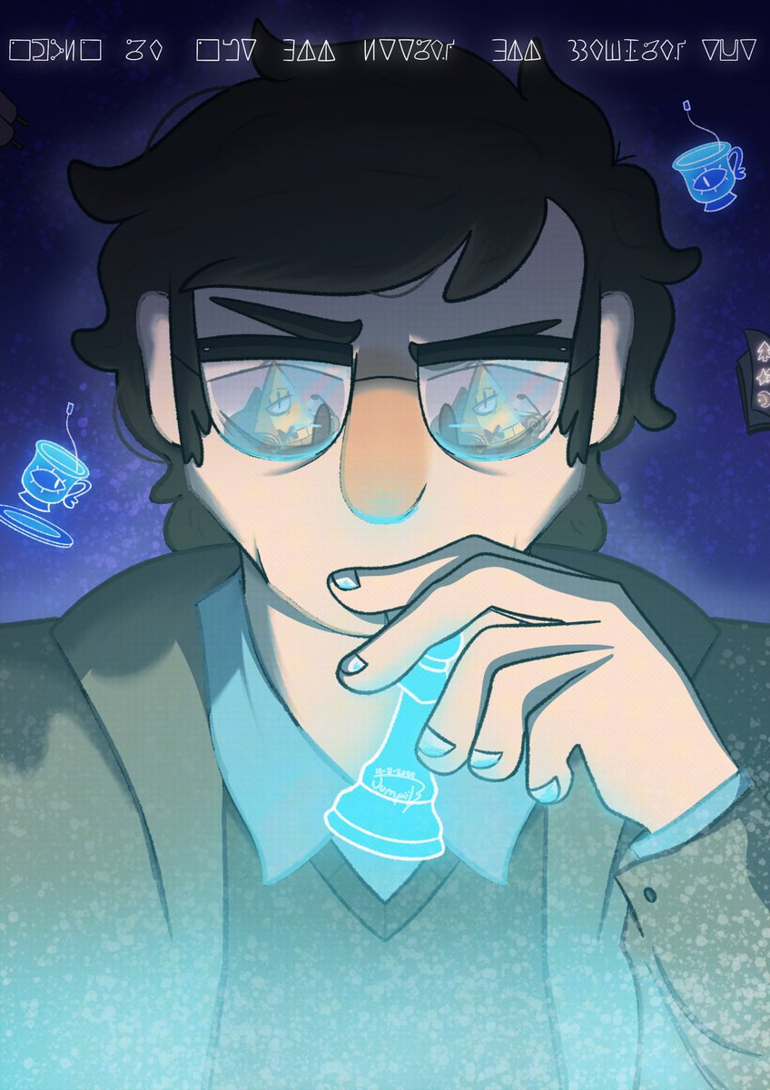 “Gravity’s a lie, and so is the sky” (close ups in replies!) 
#GravityFalls #BillCipher #StanfordPines