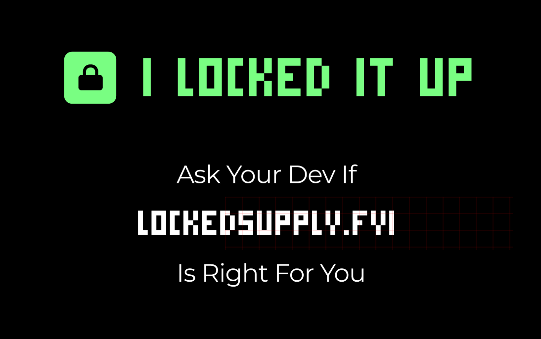 skillissuexyz's tweet photo. Locked Supply Can’t Jeet.

Want to prove you won’t sell a memecoin?

Lock it up.

Can’t Be Jeet > Don’t Be Jeet https://t.co/BVaJxdbFA9