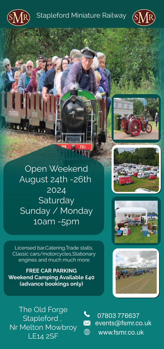 Staplefordtrain's tweet photo. Hi
We are a preserved historic miniature steam railway just across the lincs / leics border from Colsterworth to Melton 
Our last operation is the three day August BH for charity Vintage  Rally 
£5 adults £3 over fives
Trains £3 under 5 free

    #LincsConnect https://t.co/tKH9PKPj0u