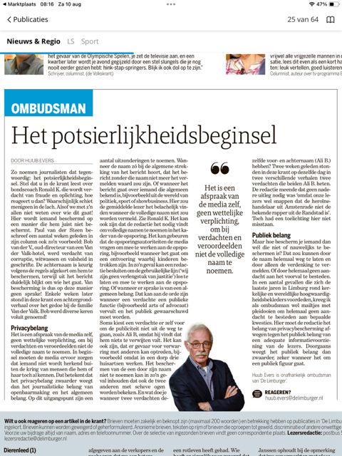 Twee weken geleden stonden in de Limburger op dezelfde dag in twee verschillende verhalen twee verdachten die beiden Ali B. heten. De redactie meende dat geen nadere uitleg nodig was. Toch had een toelichting hier niet misstaan.