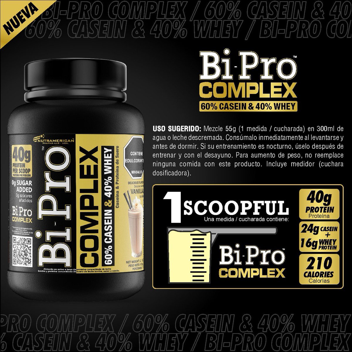 Nutramerican's tweet photo. La nueva BI-PRO COMPLEX es perfecta para quienes practican el ayuno intermitente, ayunos prolongados o entrenan tarde en la noche.

BI-PRO COMPLEX combina una mezcla de proteínas lácteas: 40% suero y 60% caseína. https://t.co/f2bvrX0gLG