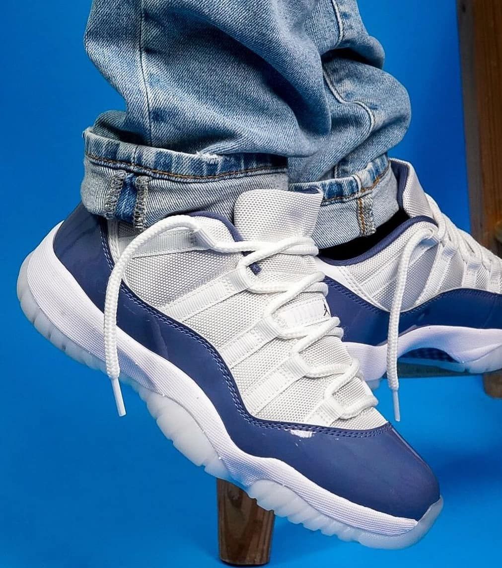 jordan 11 low georgetown on feet