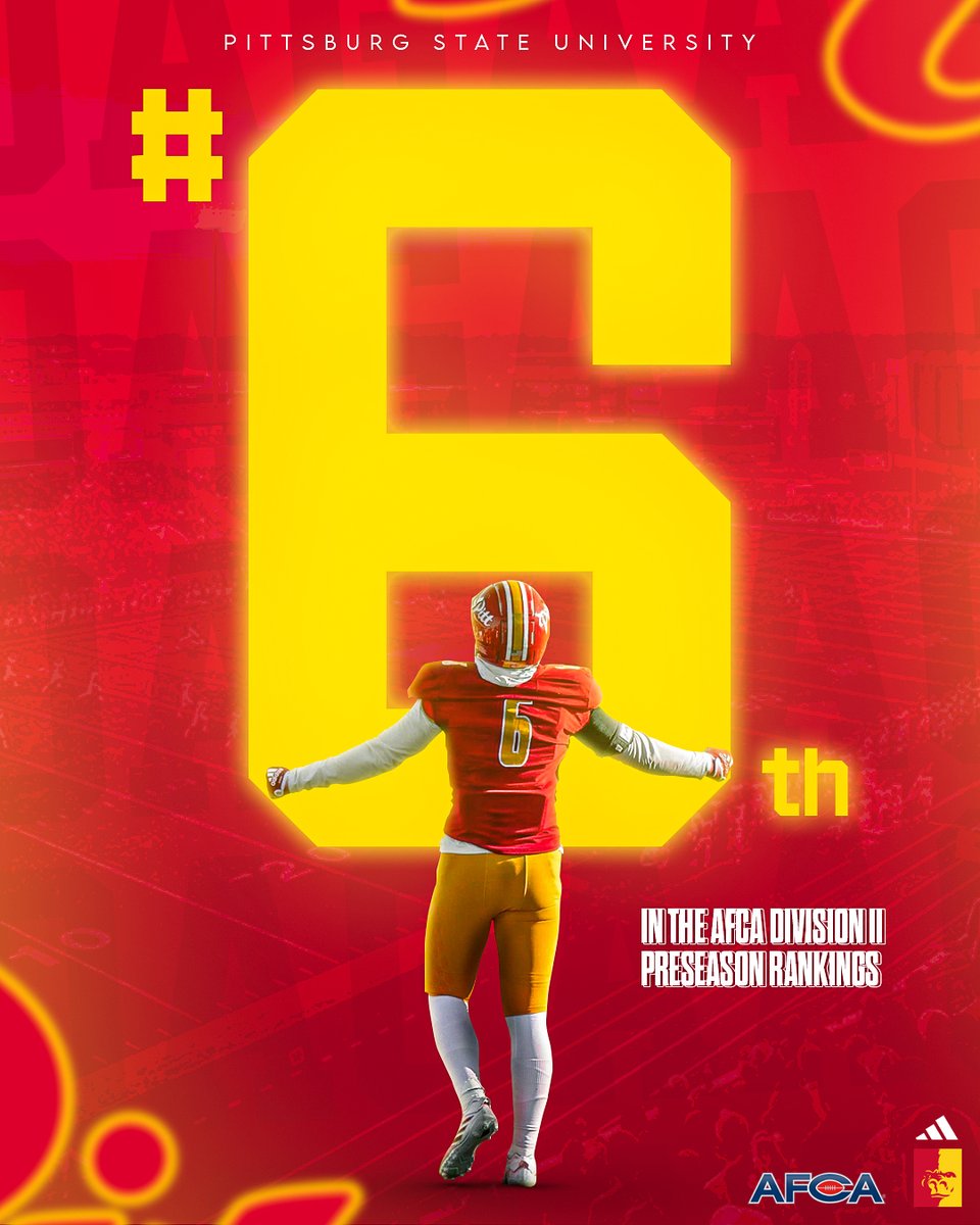 GorillasFB's tweet photo. Pitt State is ranked #6 in the AFCA Division II Preseason Rankings 🦍 #GRIT #KOJ #OAGAAG https://t.co/m1IWEx52uG