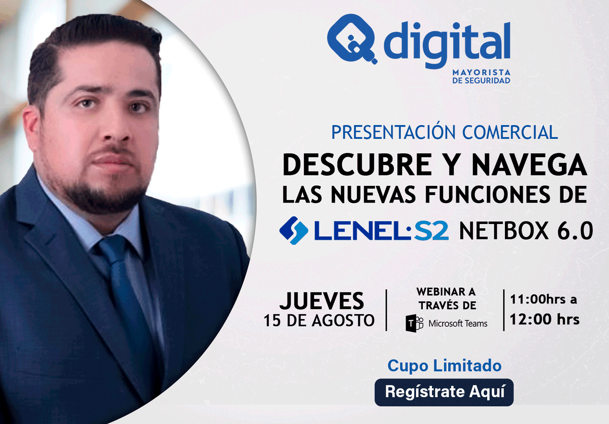 QdigitalMX's tweet photo. ¿Interesado en conocer la última versión del sistema de control de acceso NetBox?
📷Regístrate aquí https://t.co/WDB4ODGsgB

#Webinar #LenelS2 #NetBox6.0 #ControlDeAcceso #SeguridadElectrónica #Innovación #Tecnología #BlueDiamondNFC #Integradores #Qdigital https://t.co/UuBUpU9XbD
