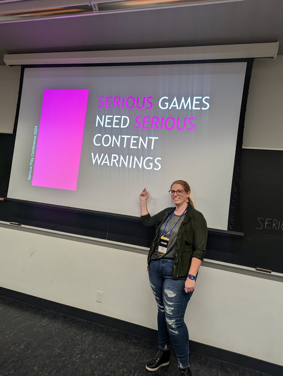 "Content warnings come from a place of empathy, compassion, and taking care of our communities"

<a href="/KelliNDunlap/">Kelli Dunlap, PsyD</a> taking the stage to share her expertise on why content warnings are necessary and important. #seriousplay