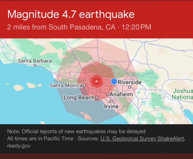 Biggest earthquake 💥 in Pasadena since Van Halen broke up in 1985!
