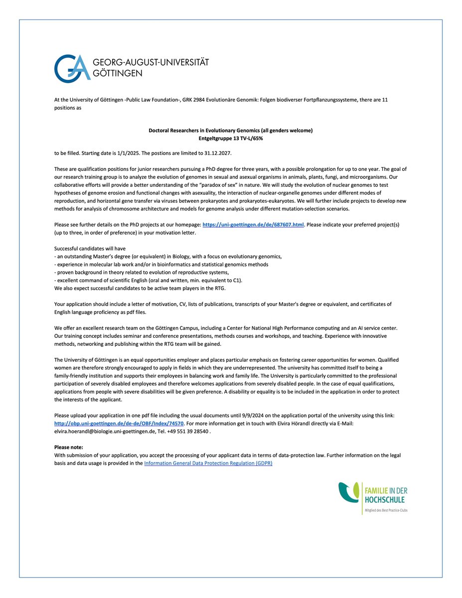 Akis Papantonis (@akispapantonis) on Twitter photo Our lab (papantonislab.eu) is still looking for a PhD candidate with a strong computational biology background and a keen interest for genome assembly and #3Dgenomics to join our subproject in the exciting EvoREST initiative on genome evolution. <a href="/yourUMG/">Universitätsmedizin Göttingen (UMG)</a> <a href="/uniGoettingen/">Uni Göttingen</a> Our lab (papantonislab.eu) is still looking for a PhD candidate with a strong computational biology background and a keen interest for genome assembly and #3Dgenomics to join our subproject in the exciting EvoREST initiative on genome evolution. <a href="/yourUMG/">Universitätsmedizin Göttingen (UMG)</a> <a href="/uniGoettingen/">Uni Göttingen</a>