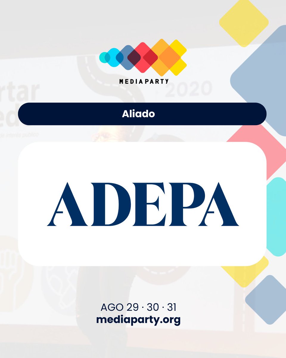 Media Party🎉 (@mediapartyorg) on Twitter photo Gracias a nuestro aliado <a href="/Adepargentina/">ADEPA</a> por apoyarnos en #MediaParty 🎉 Buenos Aires 2024 y por su lucha constante por la defensa y promoción de la libertad de prensa.
📌 29 y 30 de agosto en <a href="/CCKonex/">Ciudad Cultural Konex</a>
📌 31 de agosto en <a href="/areatres/">AreaTres Workplace</a>
Registrate GRATIS 👉 mediaparty.org Gracias a nuestro aliado <a href="/Adepargentina/">ADEPA</a> por apoyarnos en #MediaParty 🎉 Buenos Aires 2024 y por su lucha constante por la defensa y promoción de la libertad de prensa.
📌 29 y 30 de agosto en <a href="/CCKonex/">Ciudad Cultural Konex</a>
📌 31 de agosto en <a href="/areatres/">AreaTres Workplace</a>
Registrate GRATIS 👉 mediaparty.org