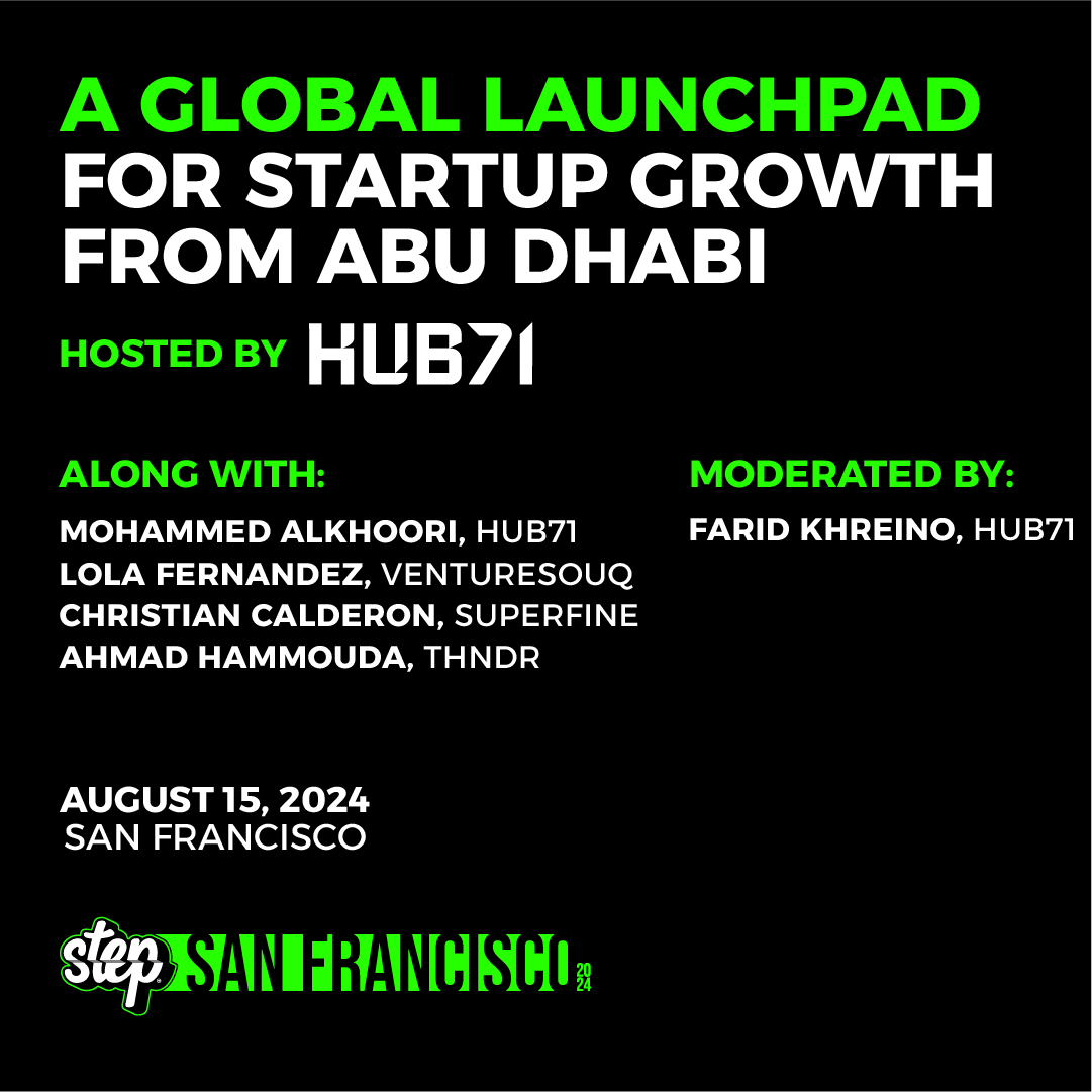 stepconference's tweet photo. 🇺🇸 Excited to have @hub71ad hosting "A Global Launchpad for Startup Growth from Abu Dhabi" at #StepSF24!

Hear from leaders like Mohammed Alkhoori, @lolailaf, Christian Calderon, Ahmad Hammouda, and Farid Khreino at 10:35 AM in 3 DAYS 🎟️ https://t.co/XvRwFTk8wk https://t.co/vkIWCi6PJo
