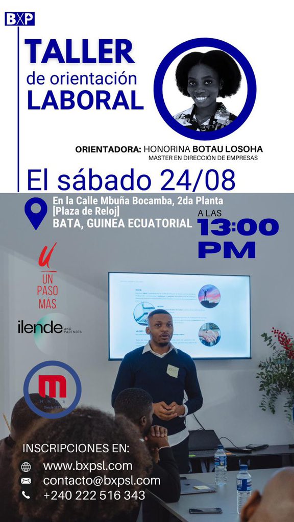 Si estás por #Bata, no te pierdas el taller sobre Orientación Laboral con una de nuestras líderes <a href="/HBotau/">Honor</a> y otros profesionales de #UnPasoMas 
#formación #capacitación #liderazgo