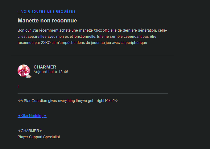 naiizey's tweet photo. Lourd la réponse du support de @riotgames. Je dois réagir comment maintenant ?
Je peux jouer au jeu ouuuu ? https://t.co/MXNeKi8yA5