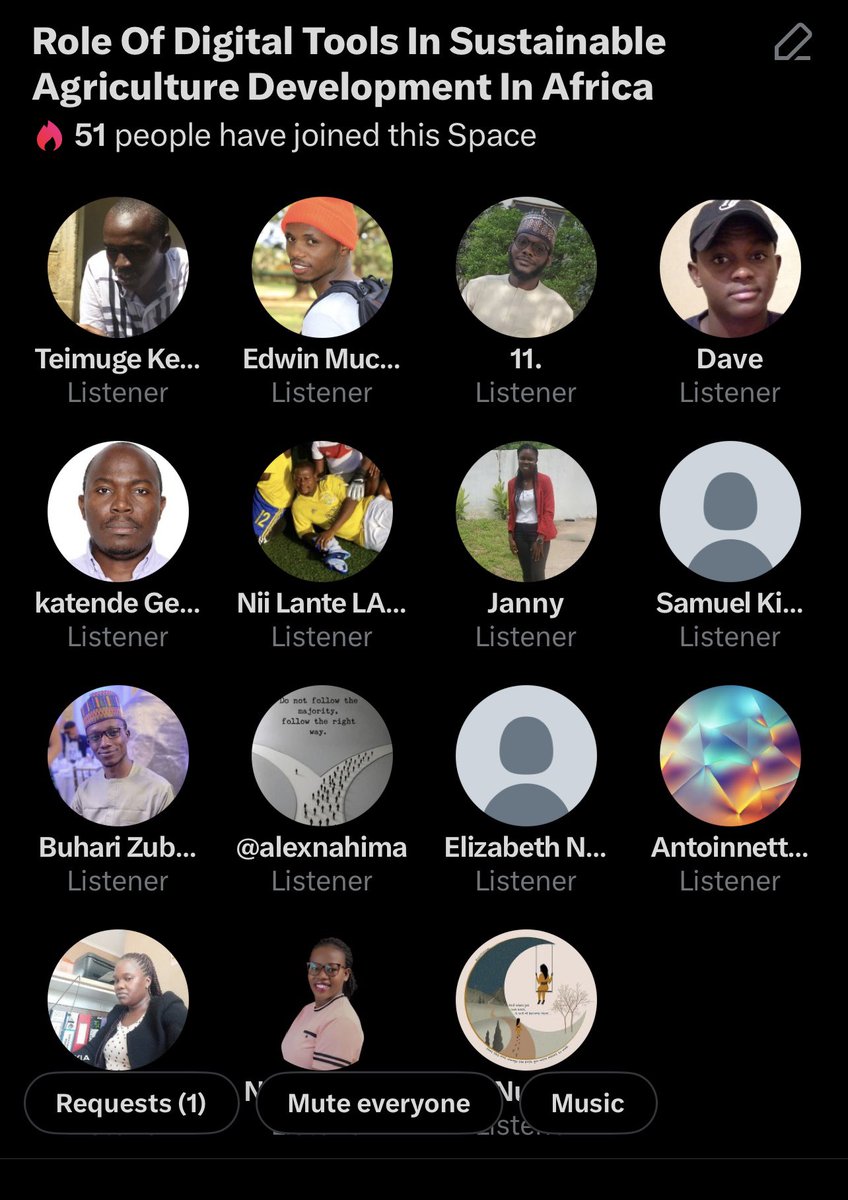 The Ghanaian Farmer (@enyonammanye) on Twitter photo Young people are leading the adoption and development of new technologies, driving digital trends and innovation globally.
Big thank you to all the amazing speakers <a href="/Fredmunene_/">Farm With Fred</a> <a href="/Novine_Farm/">Novine Farm 🧑🌾</a> <a href="/SarahWNjoroge/">Salimo wa Kilimo</a> <a href="/Ajwillzgh/">The Brand Guys</a> <a href="/DenisDukeUG/">Denis Duke Woniala🇺🇬</a> <a href="/ChichiPG18/">Ekow Antman</a>
Shout out to all listeners. Young people are leading the adoption and development of new technologies, driving digital trends and innovation globally.
Big thank you to all the amazing speakers <a href="/Fredmunene_/">Farm With Fred</a> <a href="/Novine_Farm/">Novine Farm 🧑🌾</a> <a href="/SarahWNjoroge/">Salimo wa Kilimo</a> <a href="/Ajwillzgh/">The Brand Guys</a> <a href="/DenisDukeUG/">Denis Duke Woniala🇺🇬</a> <a href="/ChichiPG18/">Ekow Antman</a>
Shout out to all listeners.