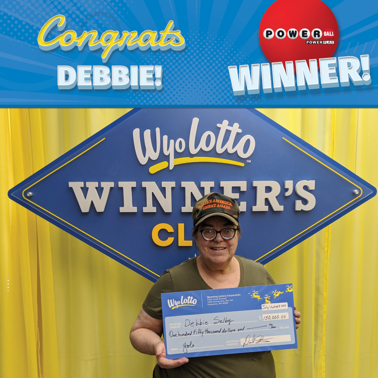 wyolotto's tweet photo. Meet Debbie! She recently came into our office from Gillette to claim her big check of $150,000! She has been playing the lottery in Wyoming since it began and has a couple big plans with her winnings including paying off some debt, and donating to organizations. https://t.co/JFUq0g28qV