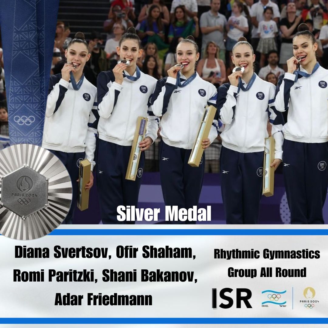 IsraelinUSA's tweet photo. Israel's Rhythmic Gymnastics Team wins silver in @Paris2024!
Bringing our total medal count to 7!
We are so proud of all of our amazing athletes! ๐ช๐ฎ๐ฑ๐
@Olympic_Israel @Israel_Judo @Olympics
#Paris2024 #IStandReady #AmYisraelChai https://t.co/m1YNkUgAm2