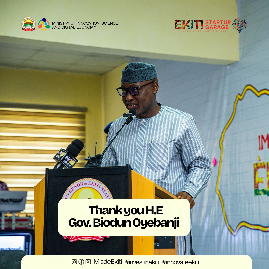 🚀Thank you, Your Excellency, for your unwavering support of the Innovation Ecosystem in Ekiti. 
We are deeply appreciative of your distinctive leadership!