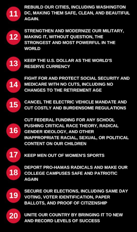 LeadingReport's tweet image. BREAKING: Former President Trump announces his “20 Core Promises.”