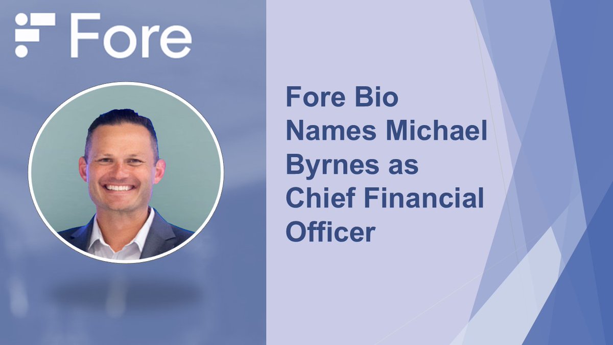 ForeBiotx's tweet image. Today, we are thrilled to announce that we have brought on a new Chief Financial Officer, Michael Byrnes. Click here to read the full release businesswire.com/news/home/2024…