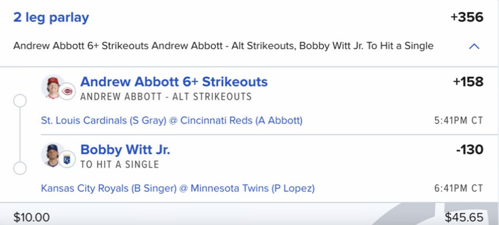 EdgePlayBook's tweet photo. The sharp bet is
1⃣ #AndrewAbbots 6+ Ks and #BobbyWittJr 1+ Singles, with fair odd of just +320 for almost 9% EV.
2⃣ #RhysHoskins Home Run fair odd is +340 so it is about -4.5% EV. 🙁
We bet accordingly #BetInPublic #BlindTesting #GamblingX #EVBetting