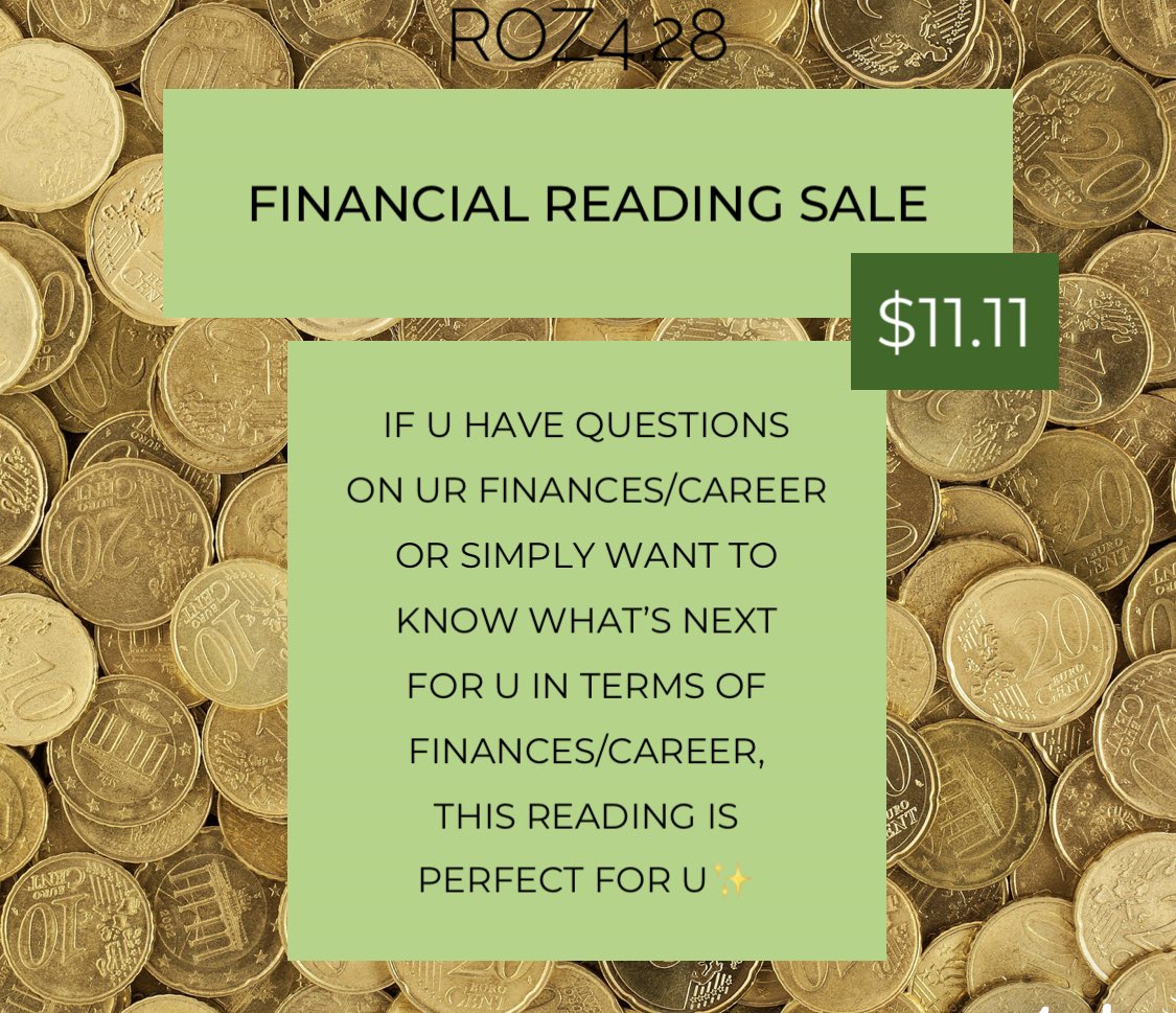 Financial readings on sale! 🔮

Wanting to know what’s next in terms of ur finances &amp; job? Book now✨

#moneyreadings #financialreadings