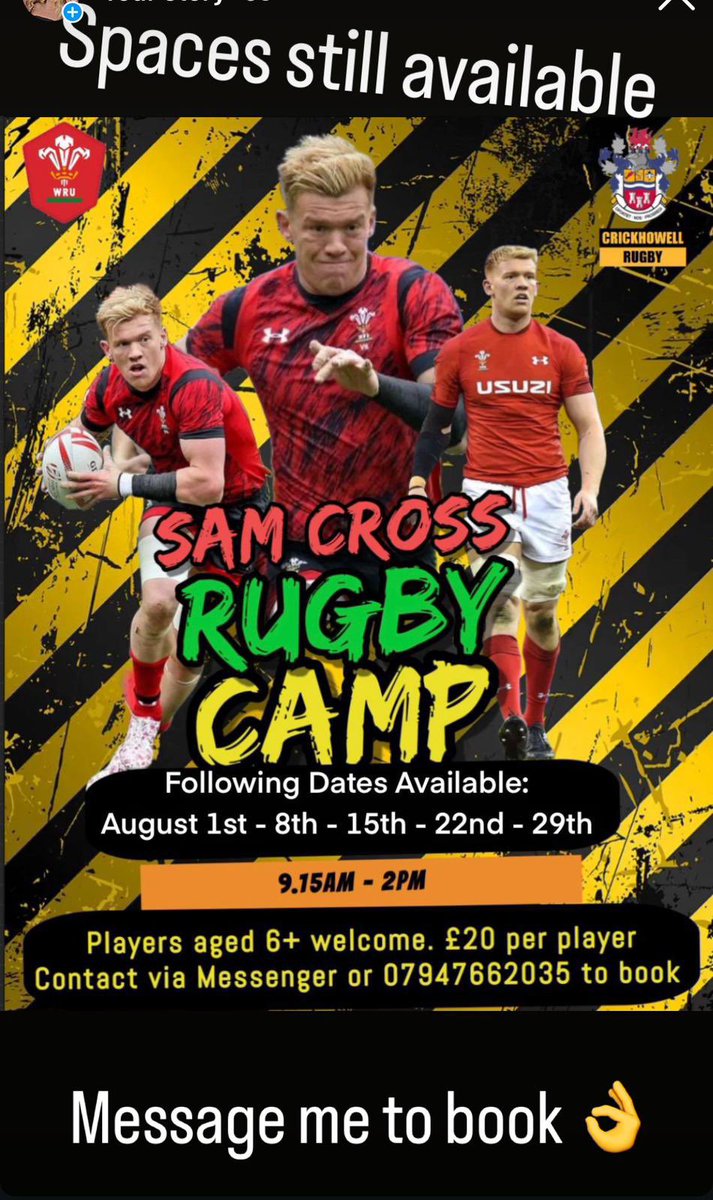 Loads of spaces available for this week please get in touch