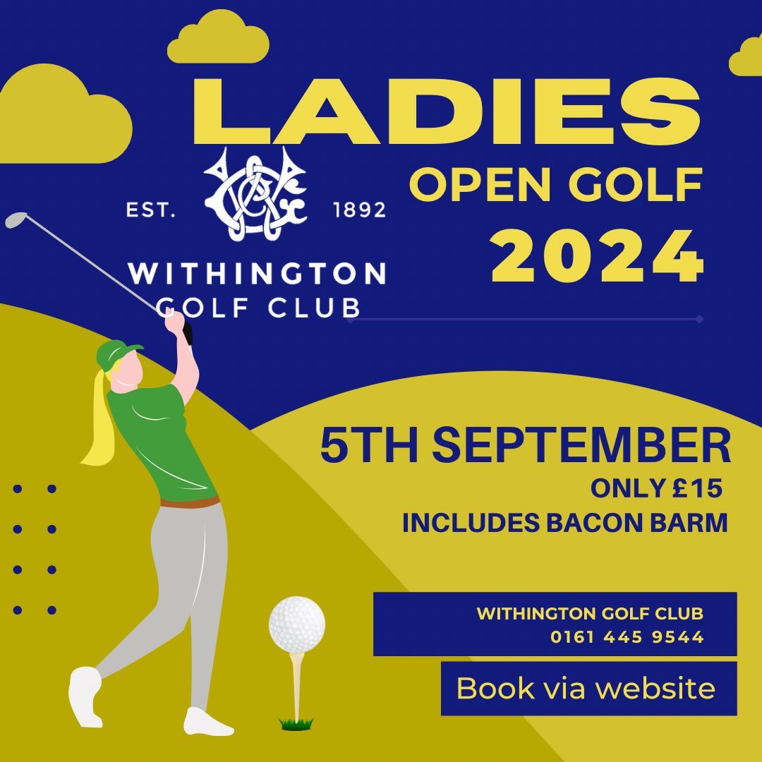 Still a few places left for the Ladies Open @withingtongc The course is in great condition and you will be assured of a warm welcome. Book via withingtongolfclub.co.uk/open-competiti…